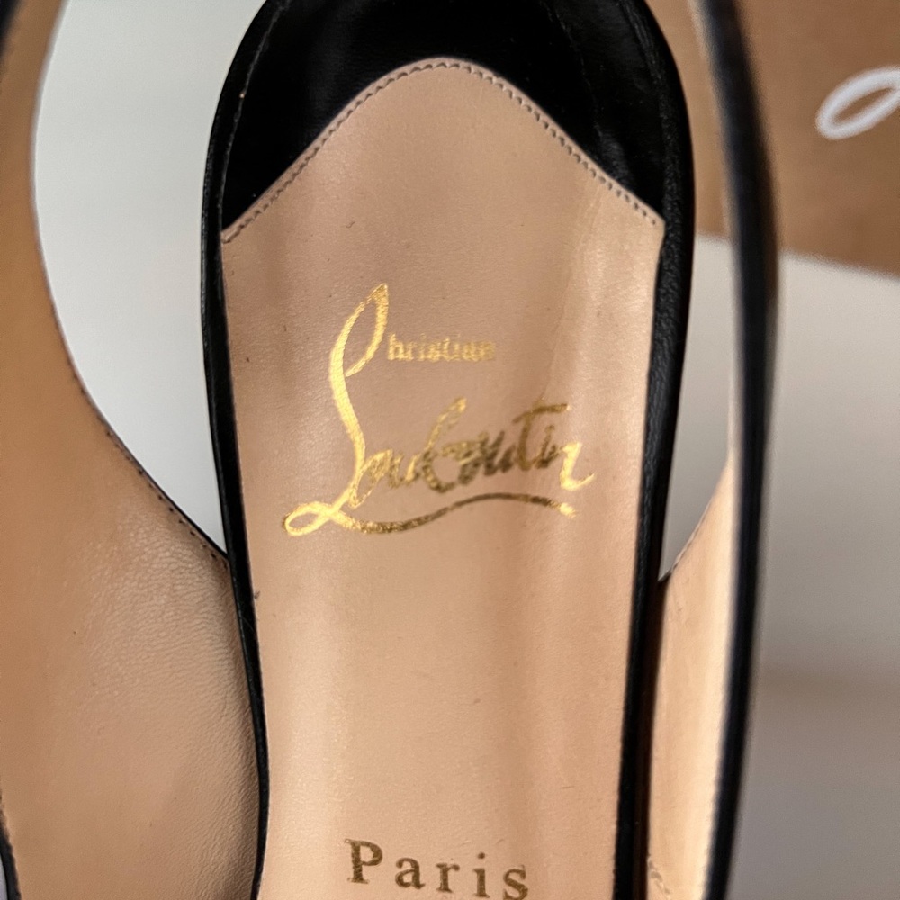 Authentic EUC Christian Louboutin Private Number 120mm Slingback Peep-toe Heels - Picture 8 of 12